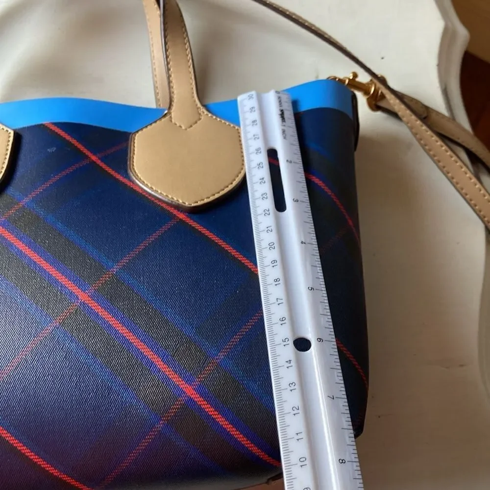 Banana Republic Blue Plaid Crossbody Bag Purse EUC